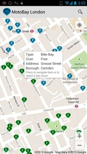 London Motorcycle Parking Map New app helps bikers find motorcycle parking spaces in London 